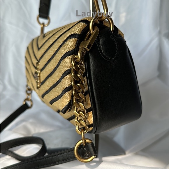 🟢Tory Burch Soft Straw Small Kira Chevron Convertible Flap Shoulder Bag $568 - Picture 9 of 14